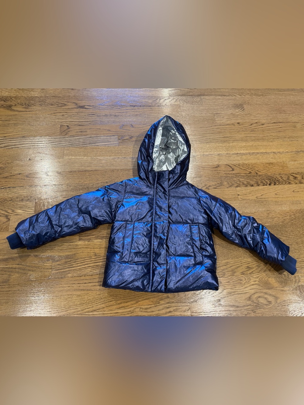 Crewcuts Shiny Navy Blue Hooded Puffer Jacket